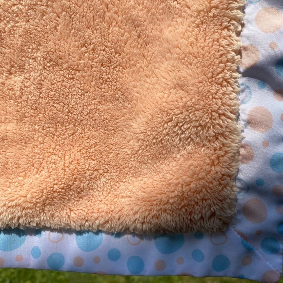 Pat the Bunny Security Blanket Lovey Baby Plush Dot Peach Blue Satin Edge - Picture 6 of 10